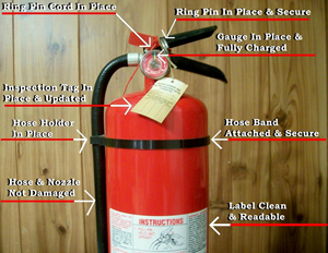 Inspection of fire extinguisher A-1 Fire Protection